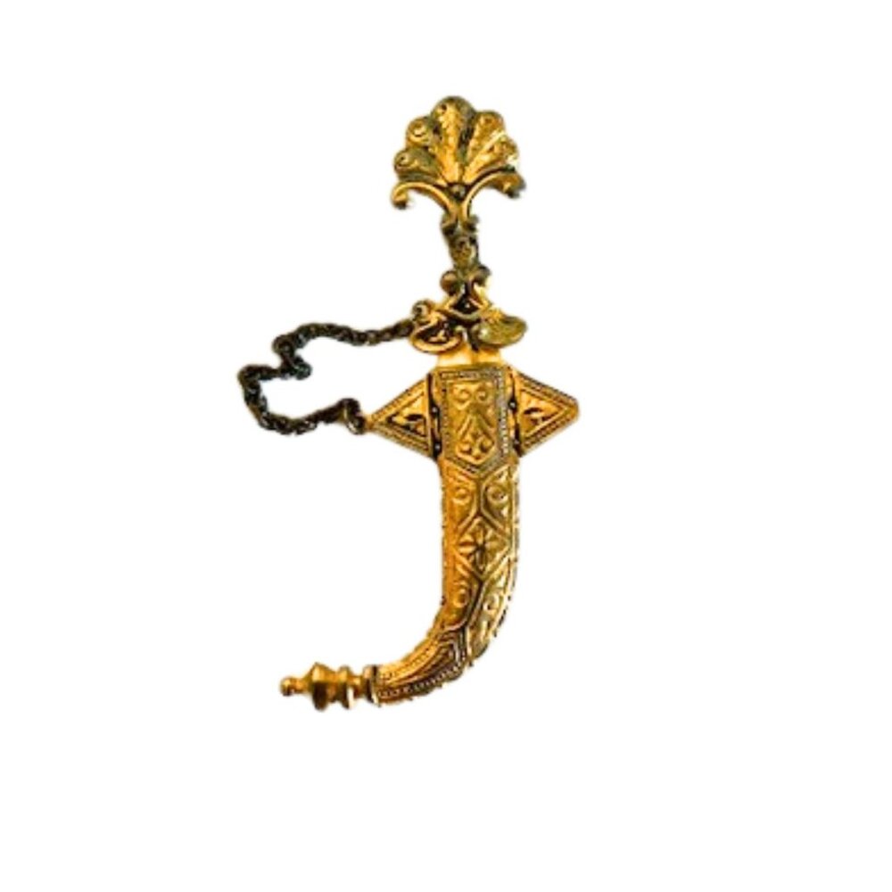Vintage Damascene Sword Brooch Pin